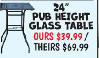 Ollie's 24 PUB HEIGHT GLASS TABLE offer