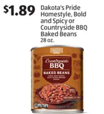 Aldi Dakota's Pride Homestyle, Bold and Spicy or Countryside BBQ Baked Beans offer