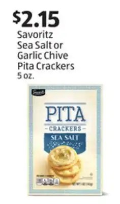 Aldi Savoritz Sea Salt or Garlic Chive Pita Crackers offer