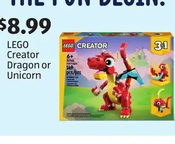 Aldi LEGO Creator Dragon or Unicorn offer