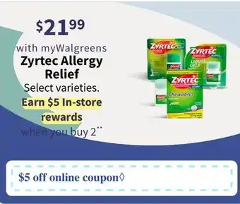 Walgreens Zyrtec Allergy Relief offer