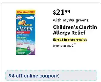 Walgreens Children's Claritin Allergy Relief offer