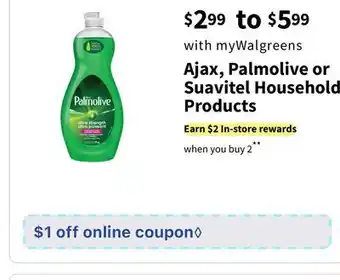 Walgreens Ajax, Palmolive or Suavitel Household Products offer