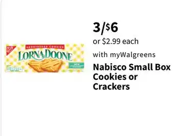 Walgreens Nabisco Small Box Cookies or Crackers offer