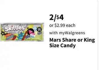 Walgreens Mars Share or King Size Candy offer