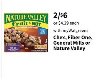 Walgreens Chex, Fiber One, General Mills or Nature Valley offer