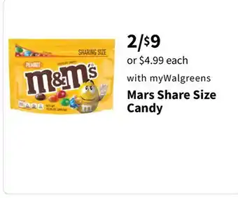 Walgreens Mars Share Size Candy offer