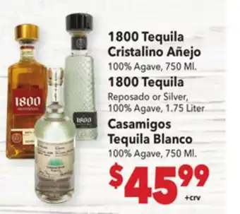 Vallarta Supermarkets 1800 Tequila Cristalino Añejo offer