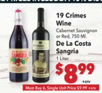 Vallarta Supermarkets 19 Crimes Wine offer