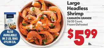 Vallarta Supermarkets Large Headless Shrimp/CAMARÓN GRANDE offer