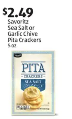 Aldi Savoritz Sea Salt or Garlic Chive Pita Crackers offer