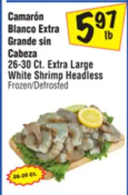 El Super 26-30 Ct. Extra Large White Shrimp Headless offer