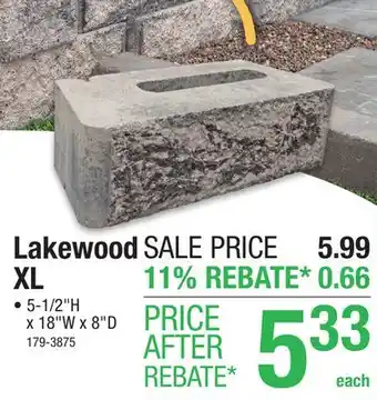 Menards 5-1/2 x 18 True Definition Silver Mist Lakewood XL Retaining Wall Block offer