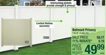 Menards Yardworks Belmont 6 x 6 White Privacy Vinyl Fence Panel offer