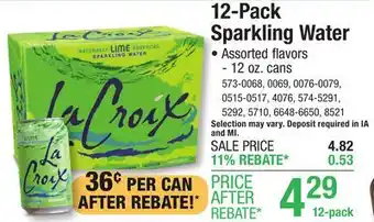 Menards LaCroix Lemon Sparkling Water - 12 Pack offer