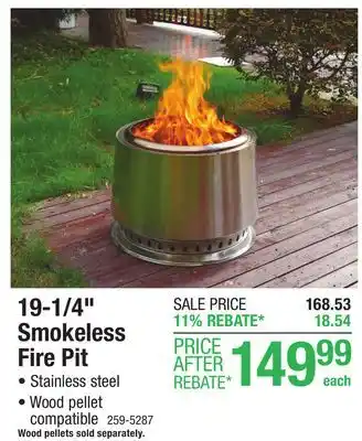 Menards Backyard Creations 19-1/4 Stainless Steel Smokeless Fire Pit offer