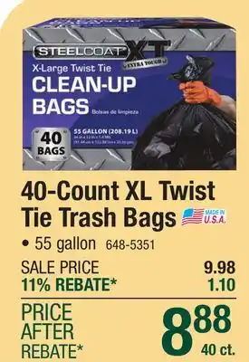 Menards Steelcoat 55 Gallon XT Clean-UP Trash Bags - 40 count offer