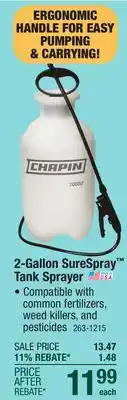 Menards Chapin SureSpray 2 Gallon Tank Sprayer offer