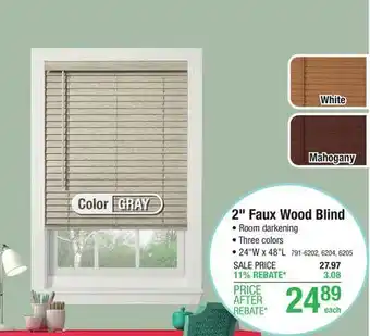 Menards Window Images 2 Oak Room Darkening Cordless Faux Wood Blind - 24W x 48L offer