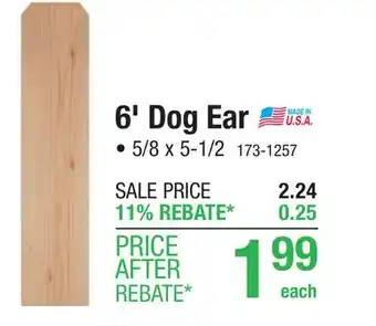 Menards 1 x 6 x 6' Cedar Dog Ear Fence Picket offer