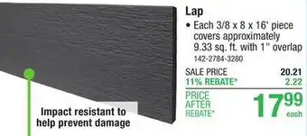 Menards Sherwin-Williams Prefinished 3/8 x 8 x 16' Crimson Red Textured Engineered Wood Lap Siding offer