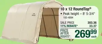Menards ShelterLogic RoundTop Shed-in-a-Box 10 x 12 Sandstone Fabric Carport Shelter offer