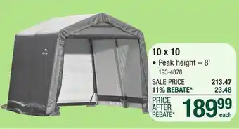 Menards ShelterLogic Peak Shed-in-a-Box 10 x 10 x 8 Gray Fabric Carport Shelter offer