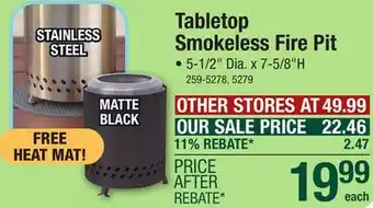 Menards Matte Black Tabletop Smokeless Fire Pit offer