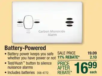 Menards Kidde Battery Powered Carbon Monoxide Alarm offer