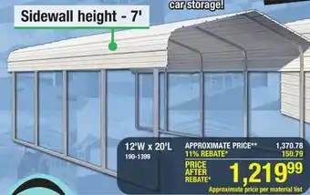 Menards VersaTube 12' W x 20' L x 7' H Storage Shelter Material List offer