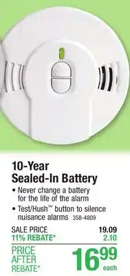 Menards Kidde Worry-Free 10-Year Sealed-In Lithium Battery-Powered Ionization Smoke Alarm with Hush offer