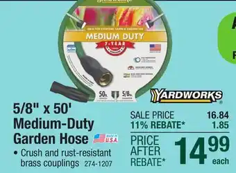 Menards Yardworks 5/8 x 50' Medium-Duty Vinyl Garden Hose offer