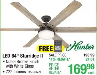 Menards Hunter Sturridge II 64 Noble Bronze Indoor LED Ceiling Fan offer