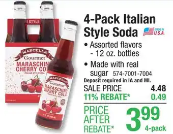 Menards 4-Pack Italian Style Soda offer