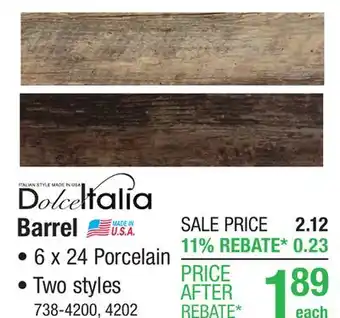 Menards Dolce Italia Barrel Harvest 6 x 24 Porcelain Floor and Wall Tile offer