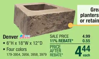 Menards 6 x 18 Quarry Gray Denver Straight Retaining Wall Block offer