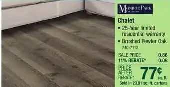 Menards Monroe Park Chalet Brushed Pewter Oak 8-1/33 x 47-16/25 Laminate Flooring (23.91 sq.ft/ctn) offer