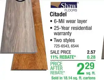 Menards Shaw Citadel Lakeshore Hickory 5.91 x 36.84 Floating Luxury Vinyl Plank Flooring (18.14 sq.ft/ctn) offer