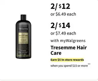 Walgreens Tresemme Hair Care offer