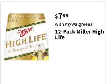 Walgreens 12-Pack Miller High Life offer