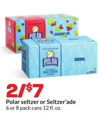 Hy-Vee Polar seltzer or Seltzer'ade offer