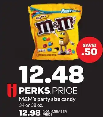 Hy-Vee M & M' s party size candy offer