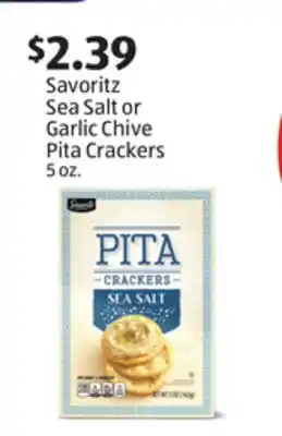 Aldi Savoritz Sea Salt or Garlic Chive Pita Crackers offer