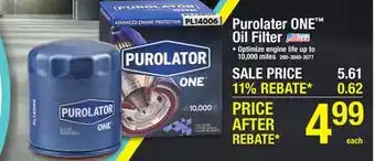 Menards Purolator ONE PL14459 Advanced Protection Engine Oil Filter offer