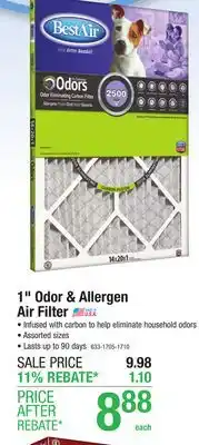 Menards BestAir 14 x 20 x 1 MERV 11 Carbon Pleated Air Filter offer