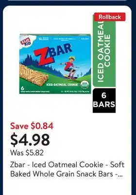 Walmart Zbar - Iced Oatmeal Cookie - Soft Baked Whole Grain Snack Bars - USDA Organic - Non-GMO - Plant-Based offer