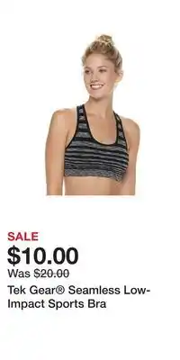 Kohl's Tek Gear Seamless Low-Impact Sports Bra offer