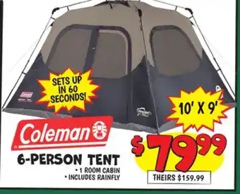 Ollie's COLEMAN 6-PERSON TENT offer