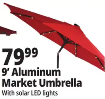 Ocean State Job Lot 9' Aluminum Market Umbrella with Solar LED Lights offer