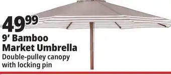 Ocean State Job Lot 9' Bamboo Market Umbrella Striped offer